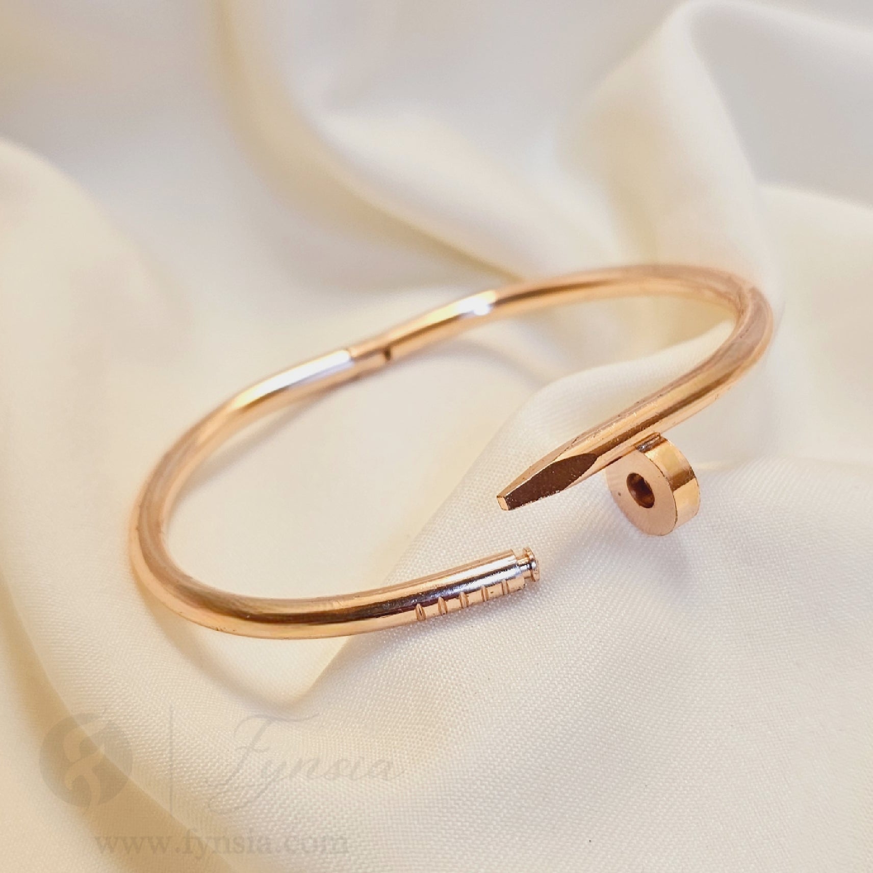 Rosegold Nail Cuff Anti Tarnish Kada – Stainless Steel Bracelet | Fynsia