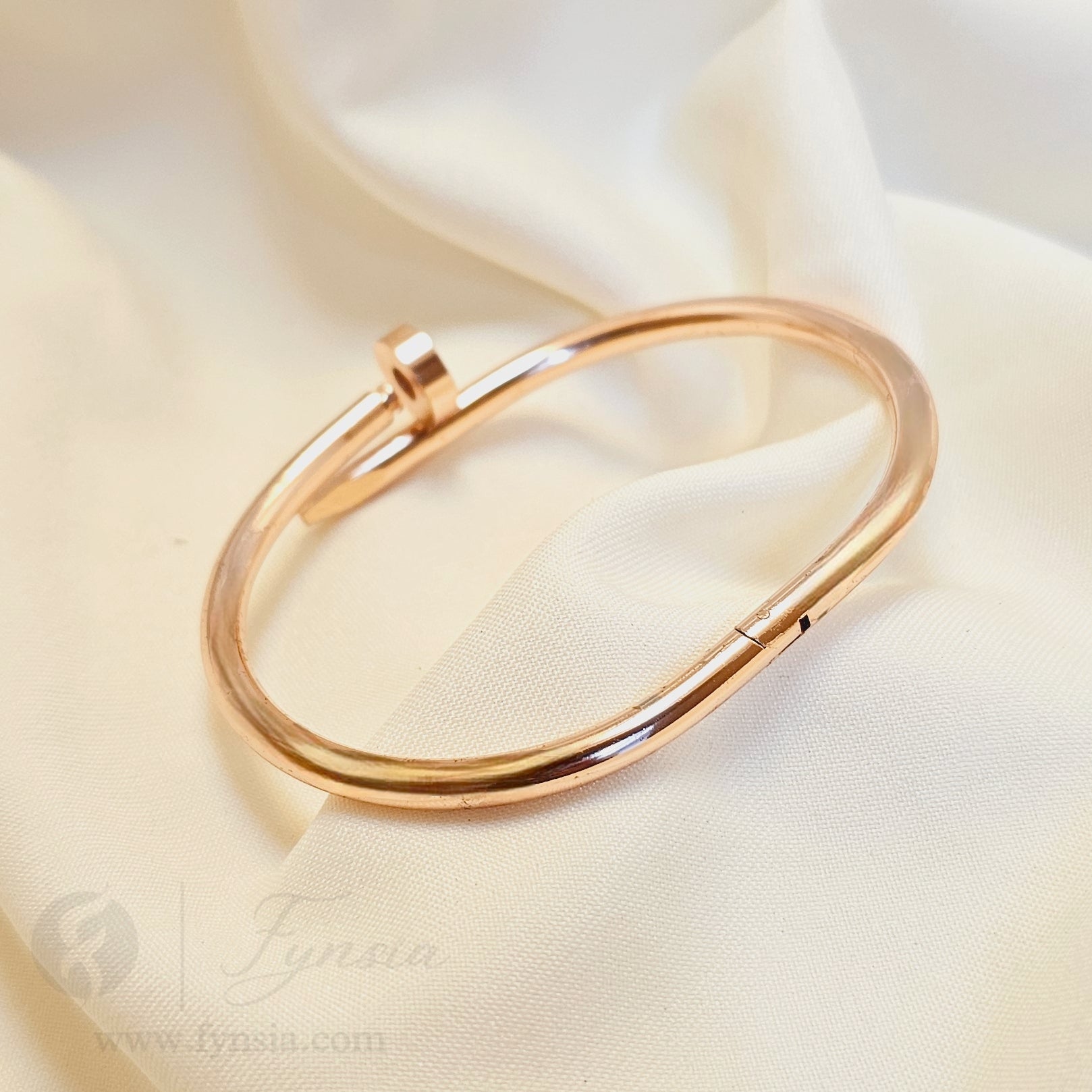 Rosegold Nail Cuff Anti Tarnish Kada – Stainless Steel Bracelet | Fynsia
