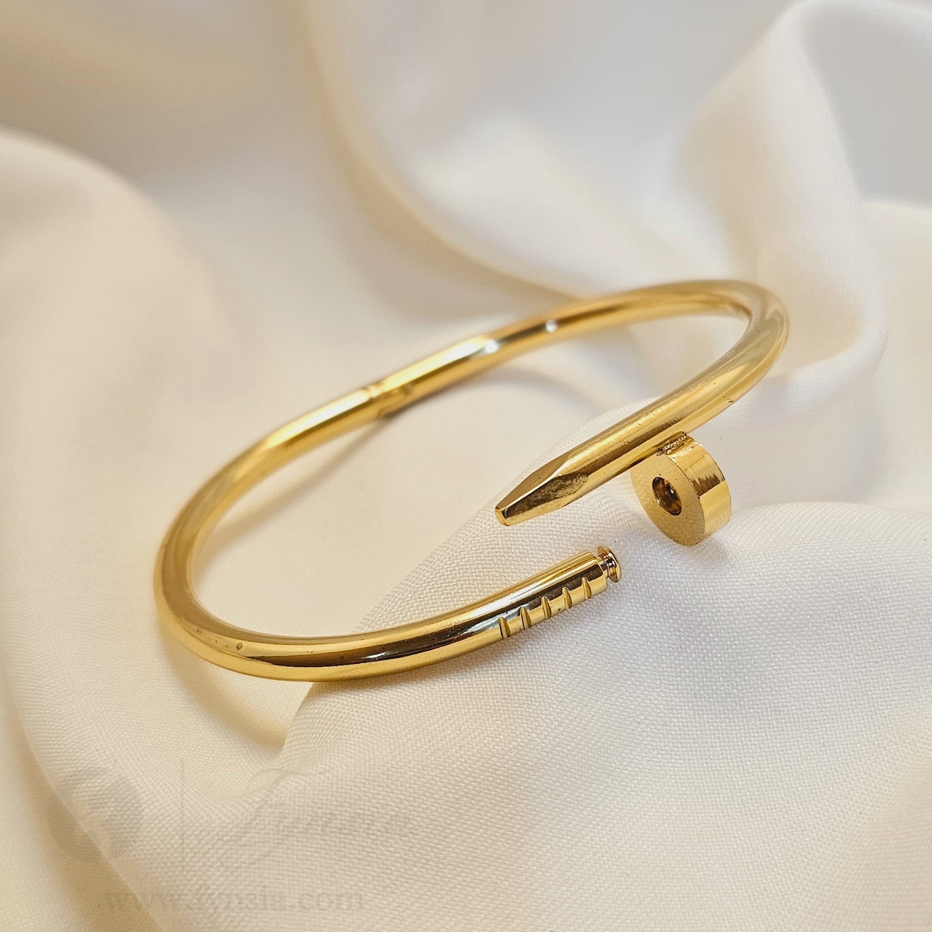 Golden Nail Cuff Anti Tarnish Kada – Stainless Steel Bracelet | Fynsia
