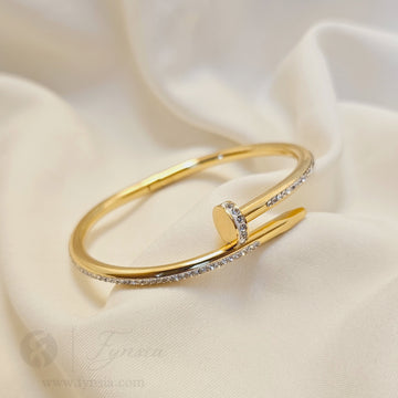 Golden Diamond Nail Cuff Anti Tarnish Kada – Stainless Steel Bracelet | Fynsia