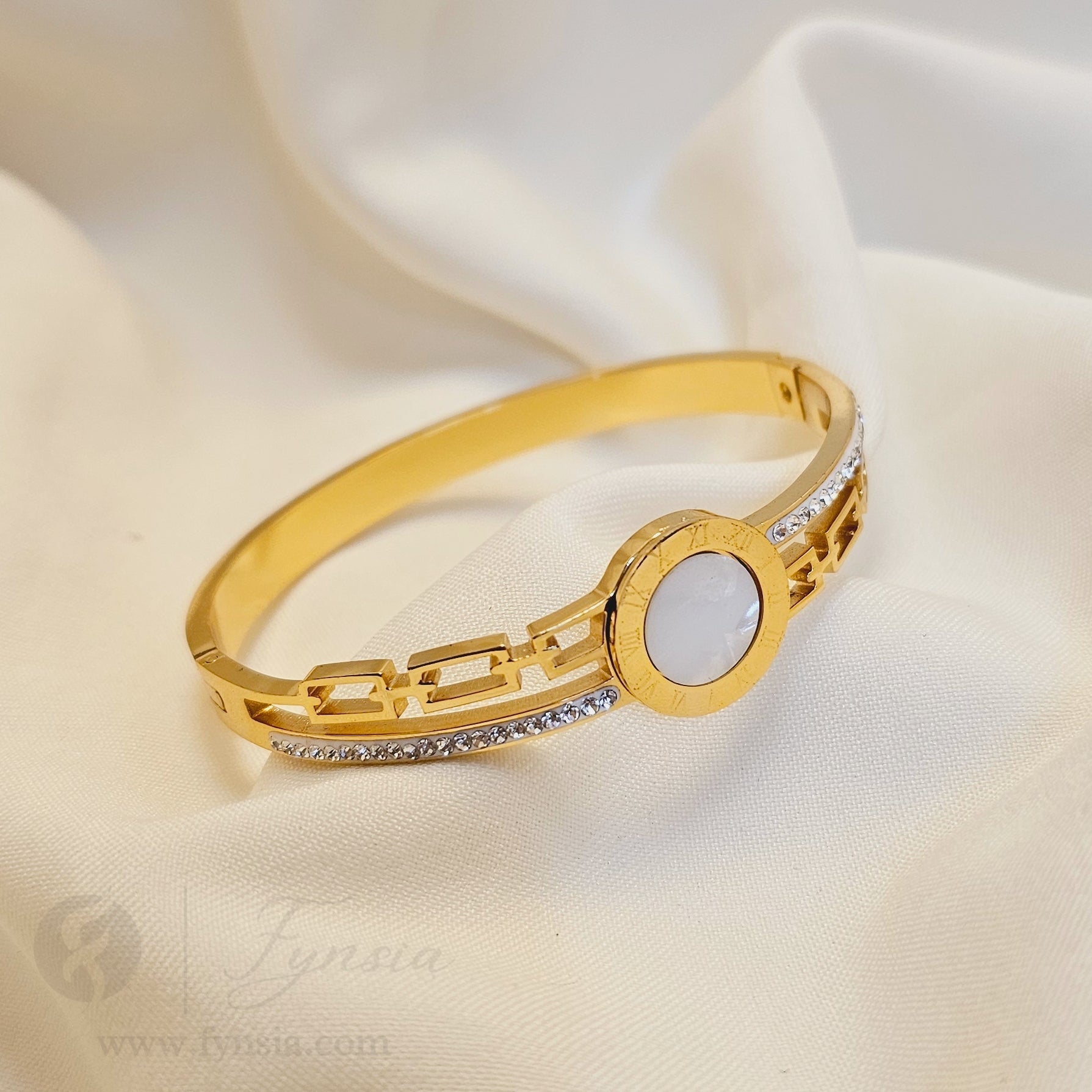 Meher Golden Anti Tarnish Kada – Stainless Steel Bracelet | Fynsia