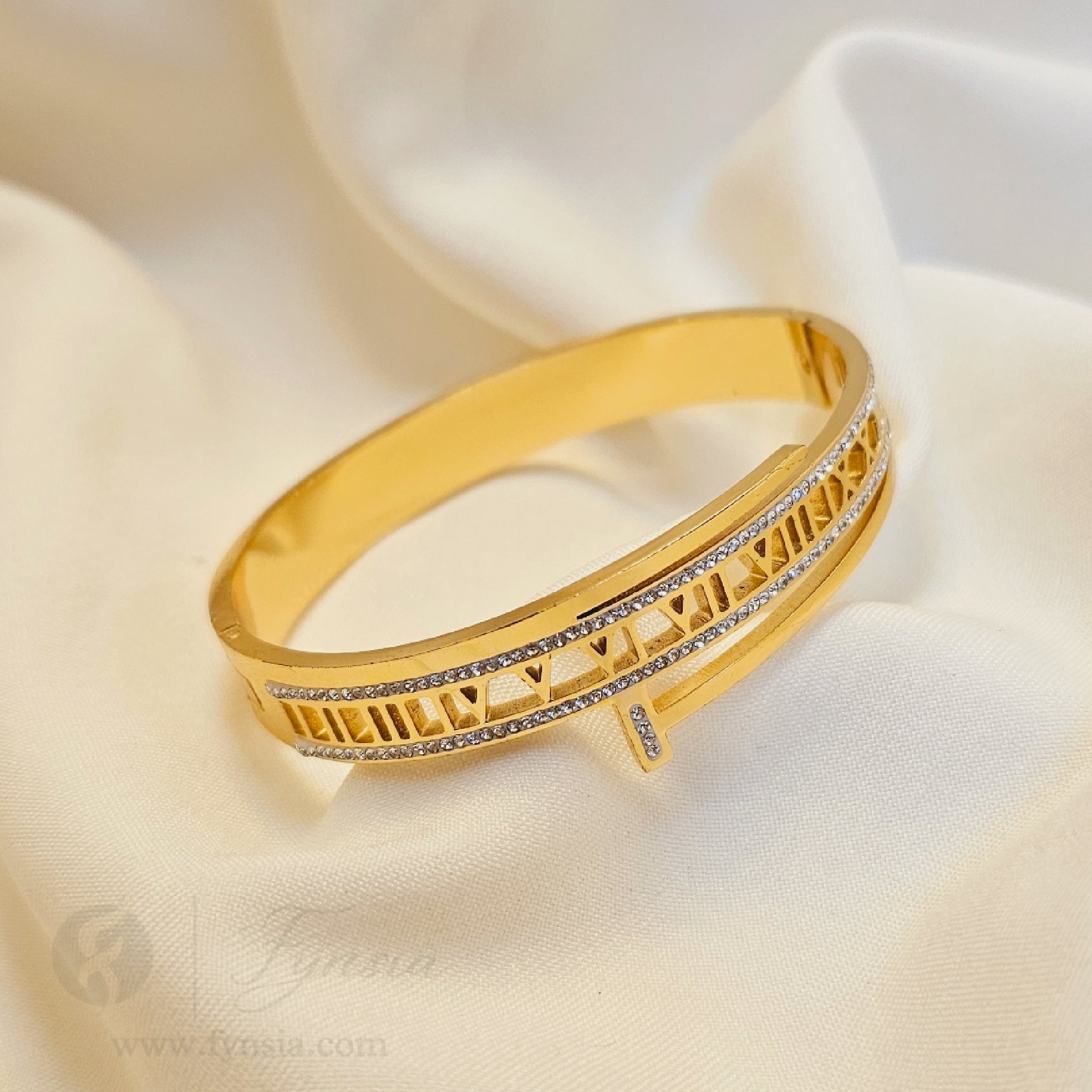 Marzina Golden Anti Tarnish Kada – Stainless Steel Bracelet | Fynsia