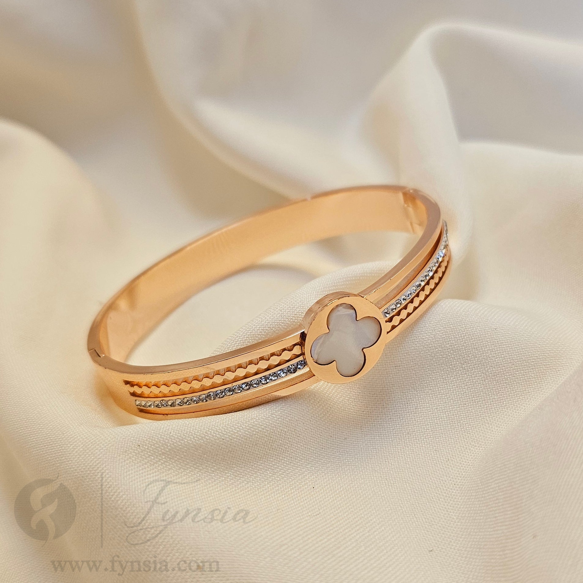 Zarina Rosegold Anti Tarnish Kada – Stainless Steel Bracelet | Fynsia