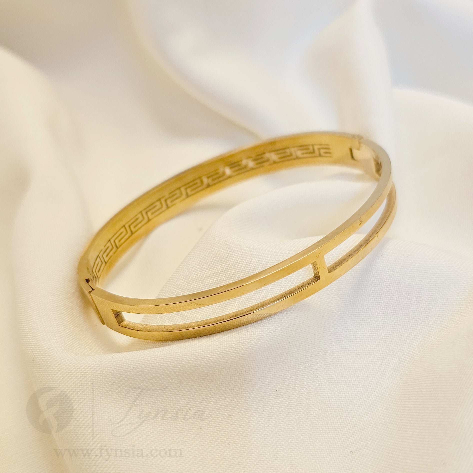 Khushi Golden Anti Tarnish Kada – Stainless Steel Bracelet | Fynsia