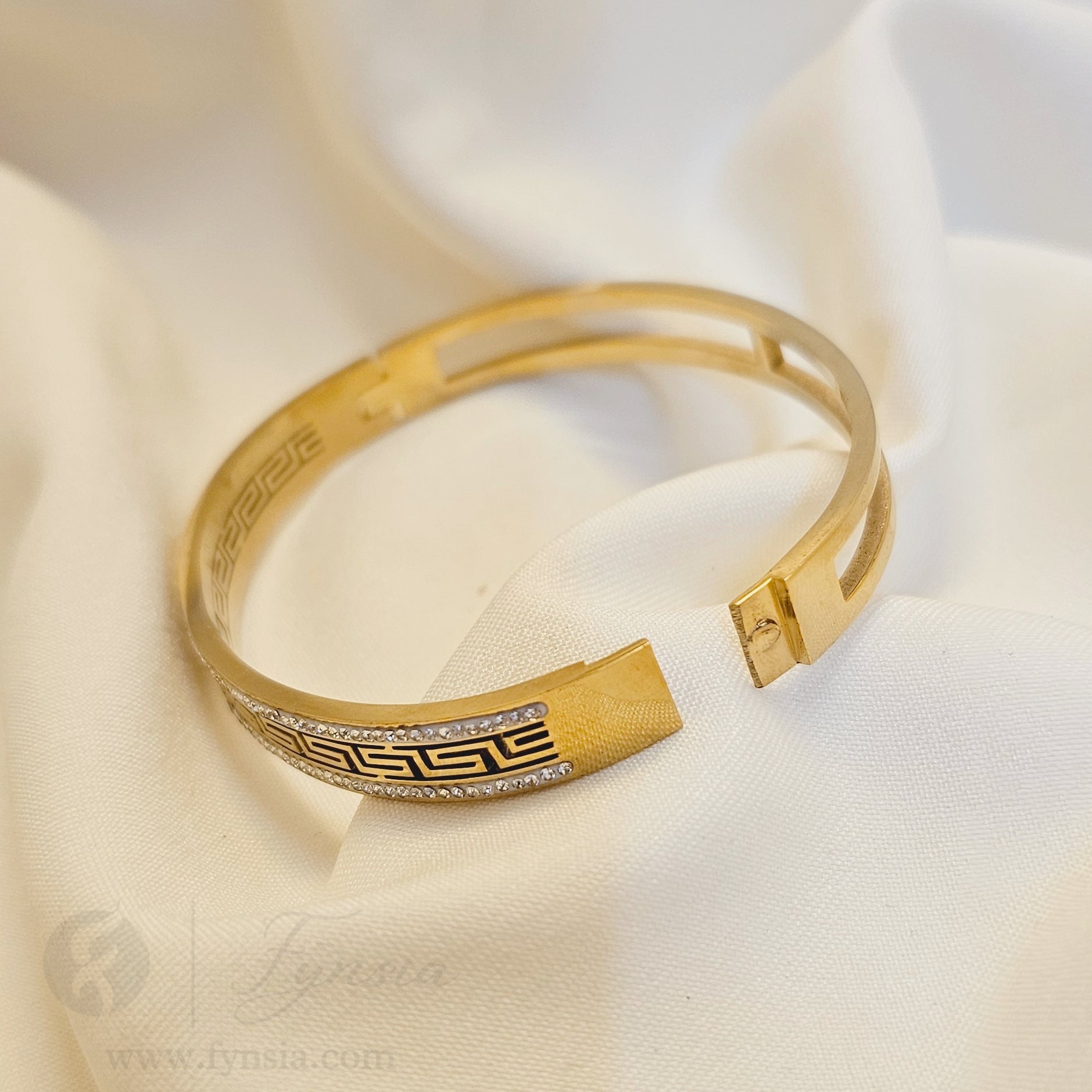 Khushi Golden Anti Tarnish Kada – Stainless Steel Bracelet | Fynsia