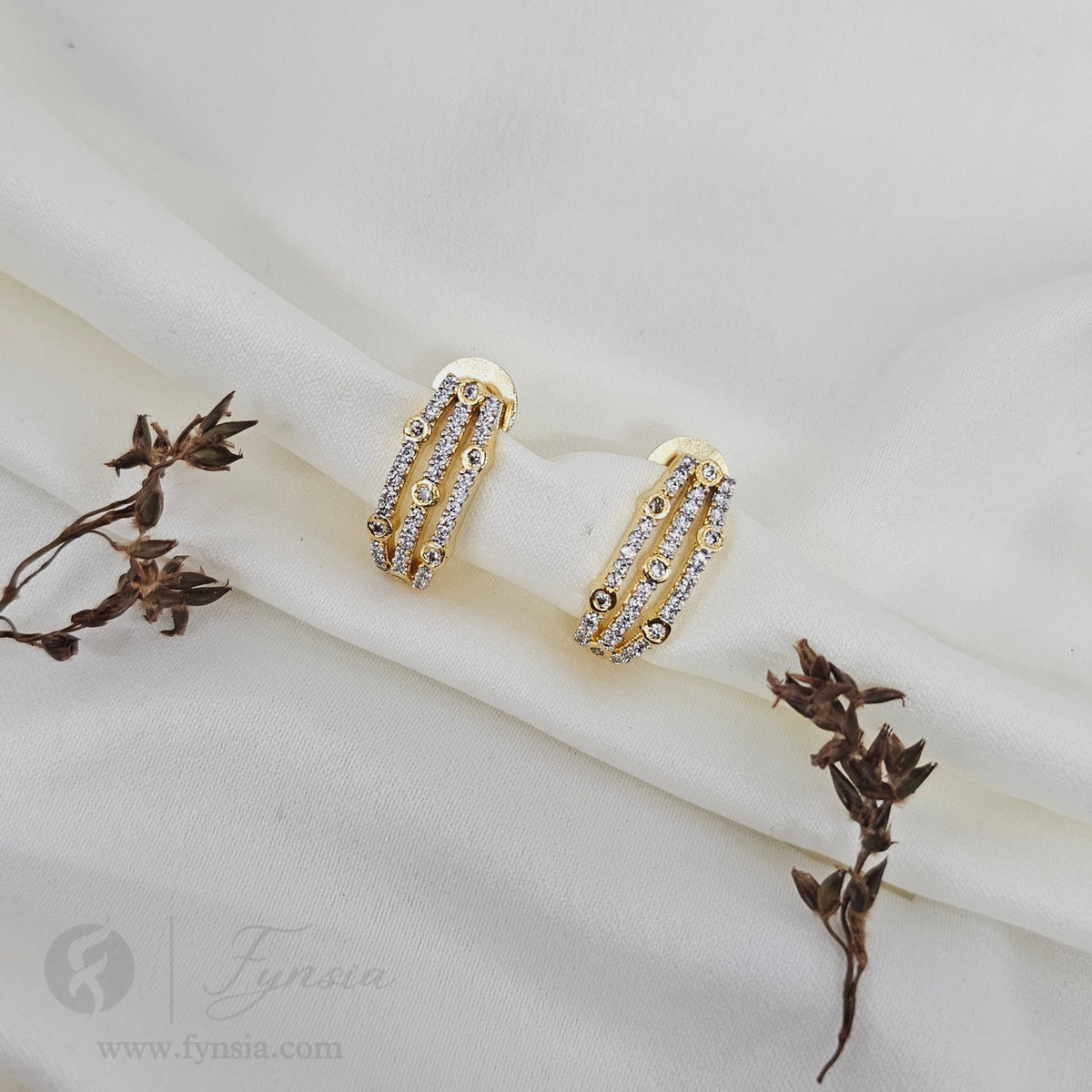 Aya Premium Zirconia Earring Studs | Anti-Tarnish - Daily Wear |  Fynsia