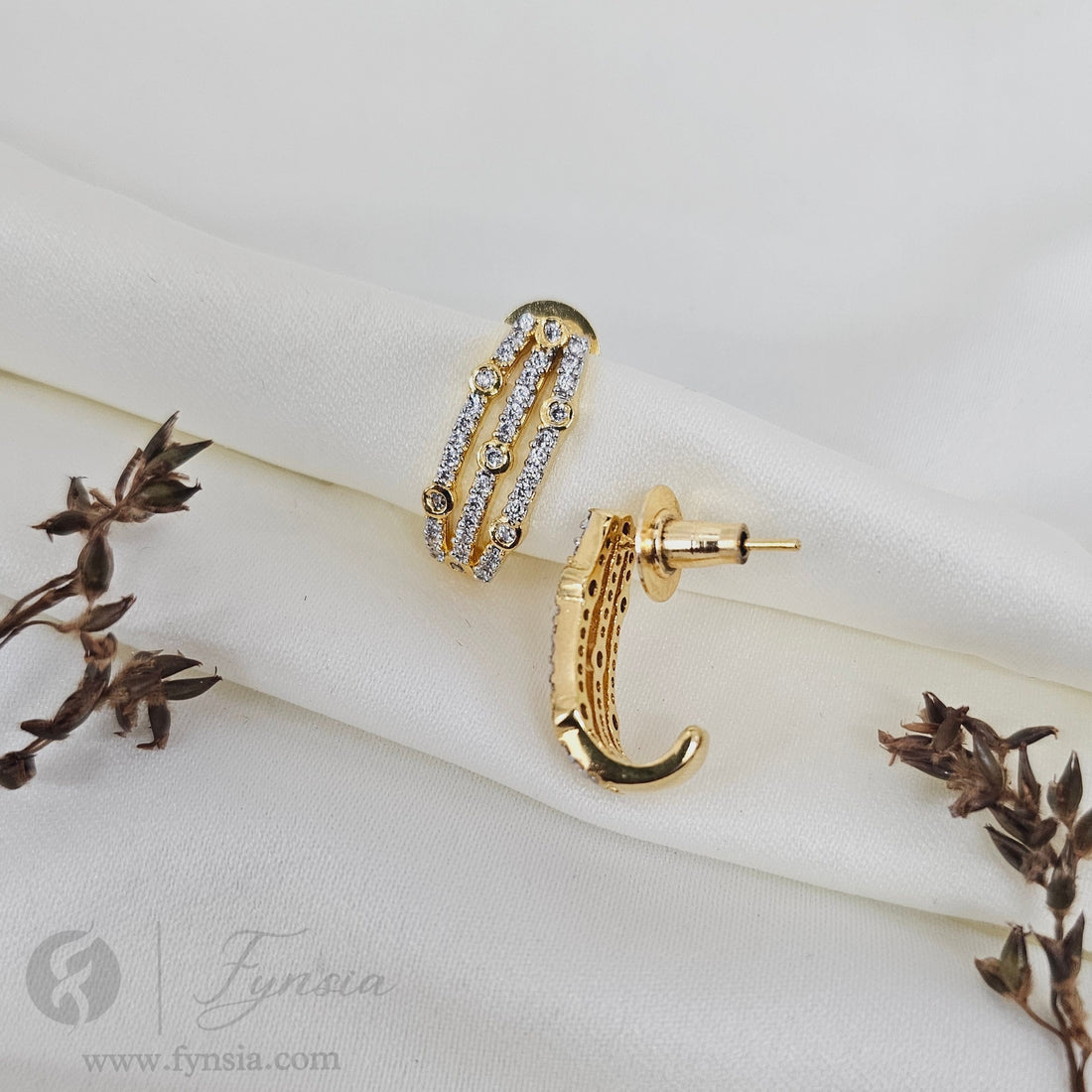 Aya Premium Zirconia Earring Studs | Anti-Tarnish - Daily Wear |  Fynsia