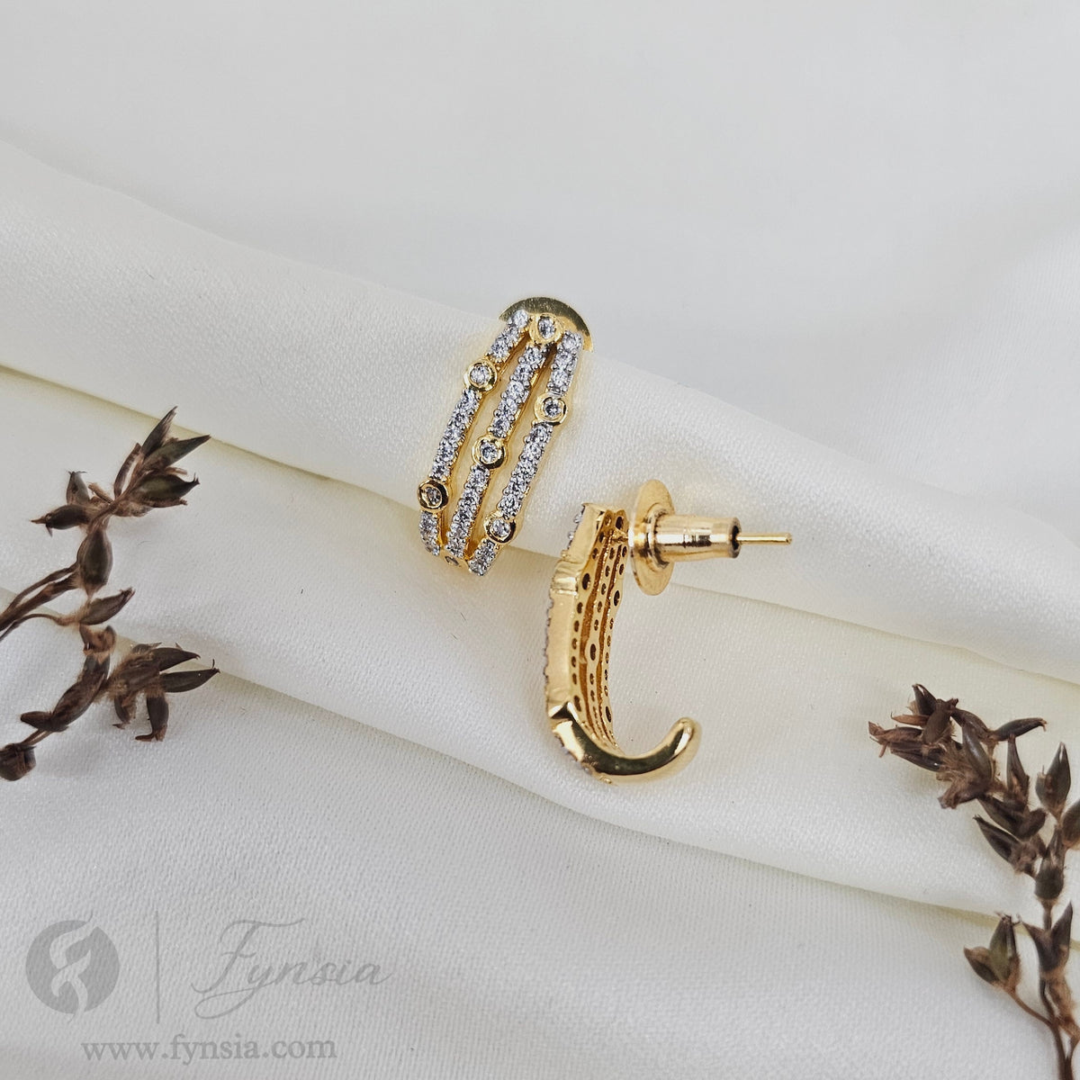 Aya Premium Zirconia Earring Studs | Anti-Tarnish - Daily Wear |  Fynsia