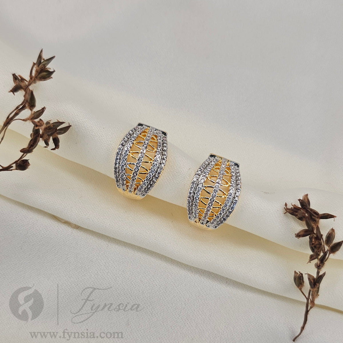 Eli Premium Zirconia Earring Studs | Anti-Tarnish - Daily Wear |  Fynsia