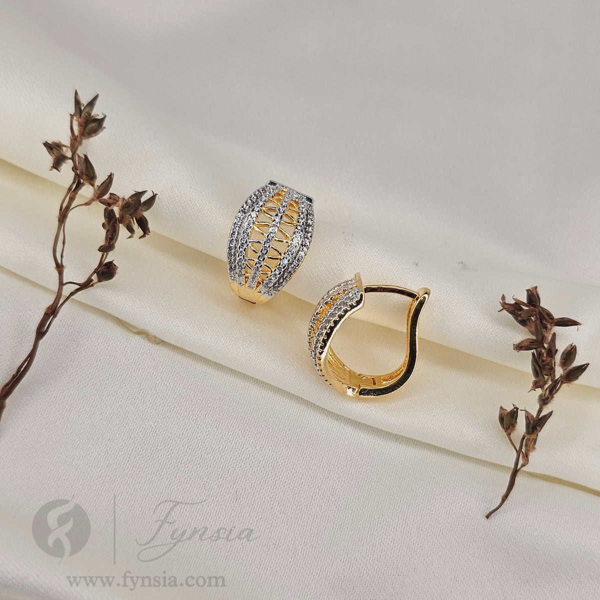 Eli Premium Zirconia Earring Studs | Anti-Tarnish - Daily Wear |  Fynsia
