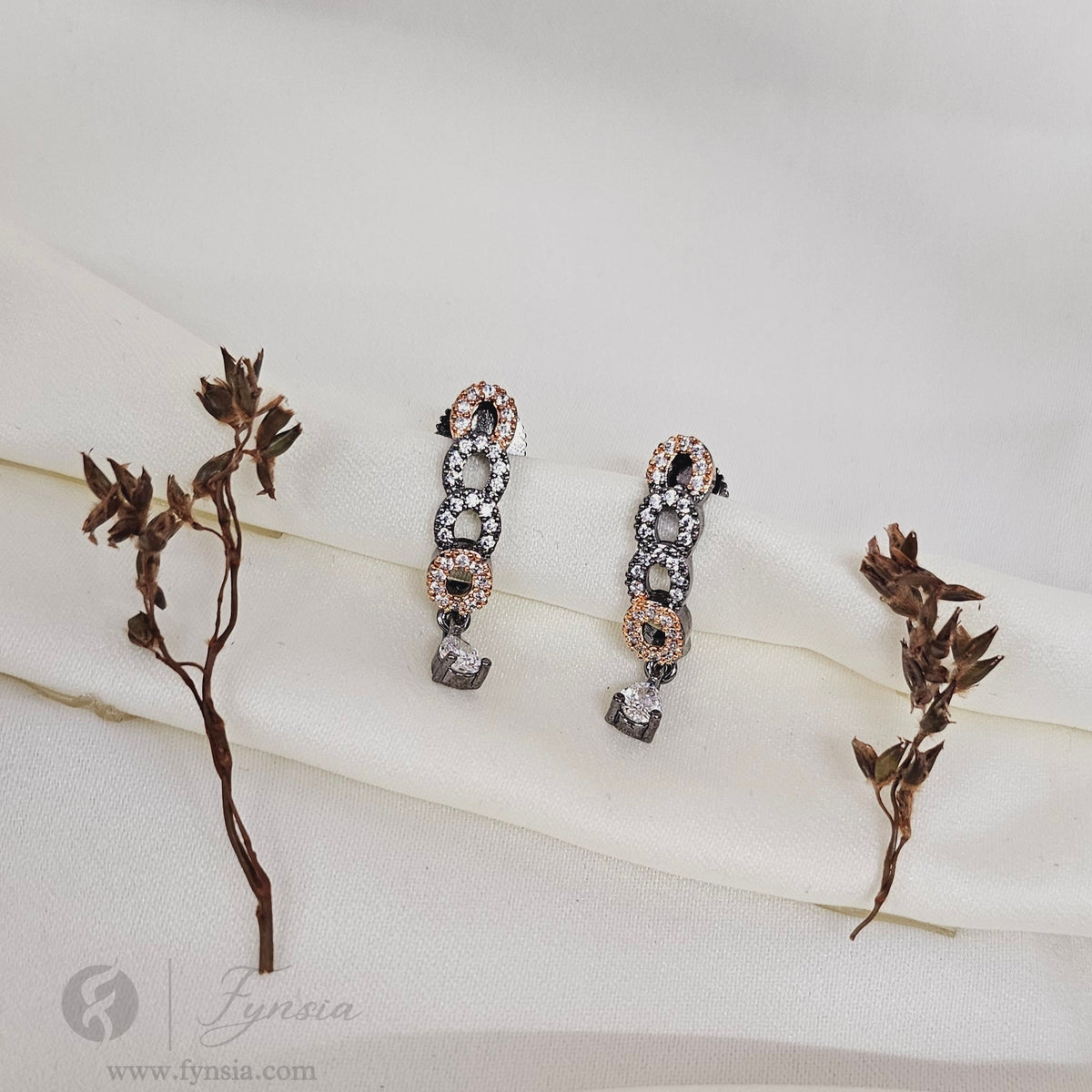 Leya Premium Zirconia Earring Studs | Anti-Tarnish - Daily Wear |  Fynsia