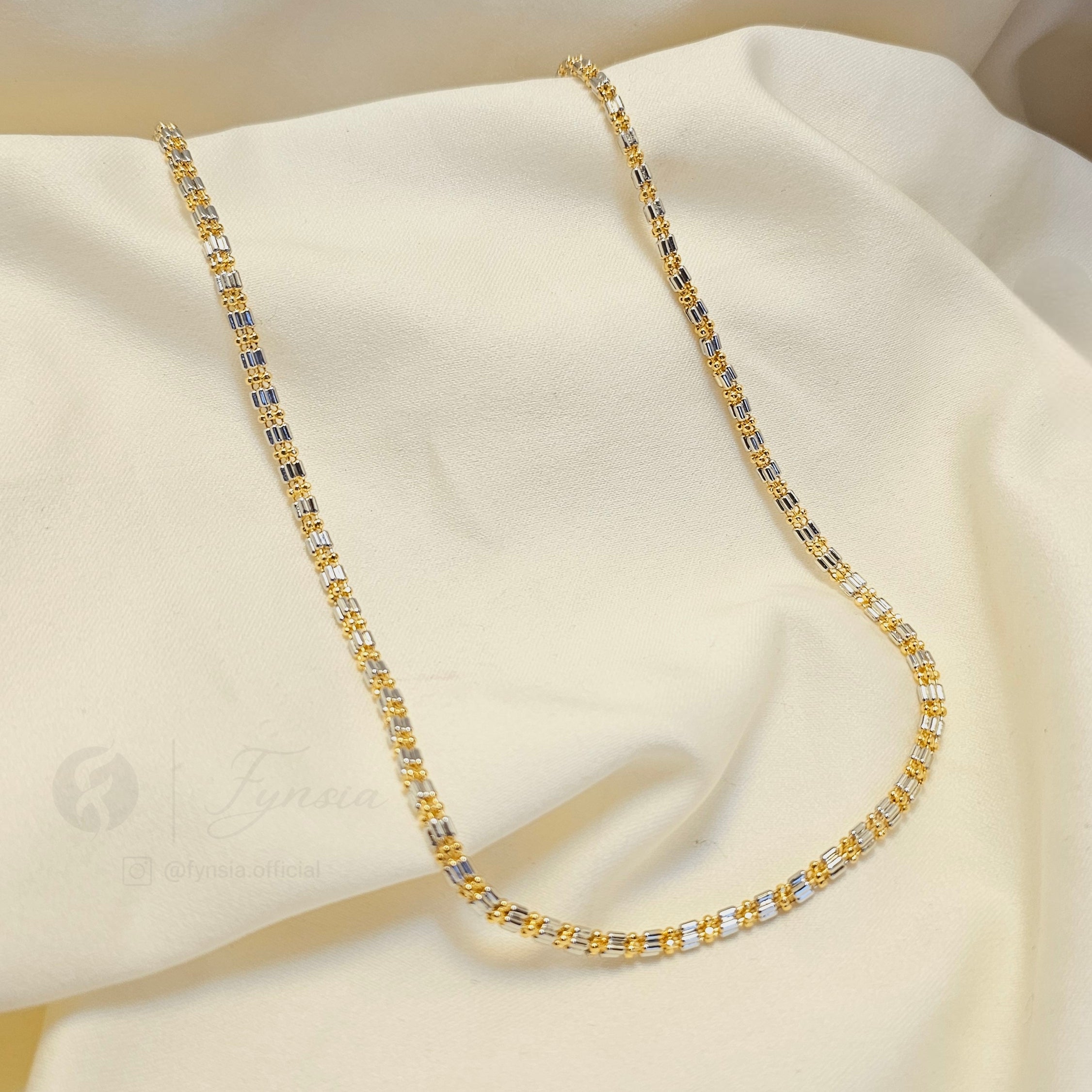 Rashmika 2 Tone Long Chain – 24 Inch Stainless Steel | Fynsia