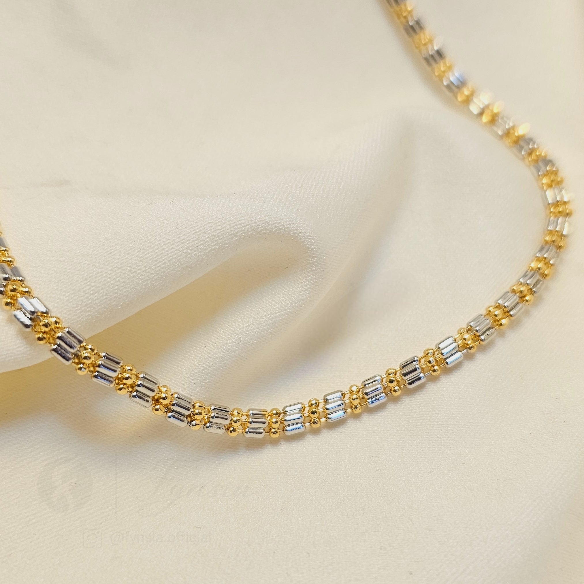 Rashmika 2 Tone Long Chain – 24 Inch Stainless Steel | Fynsia
