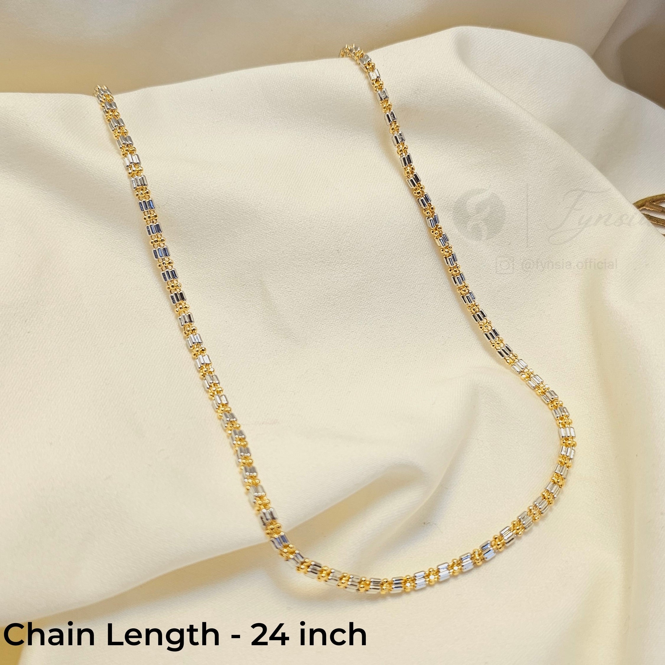 Rashmika 2 Tone Long Chain – 24 Inch Stainless Steel | Fynsia