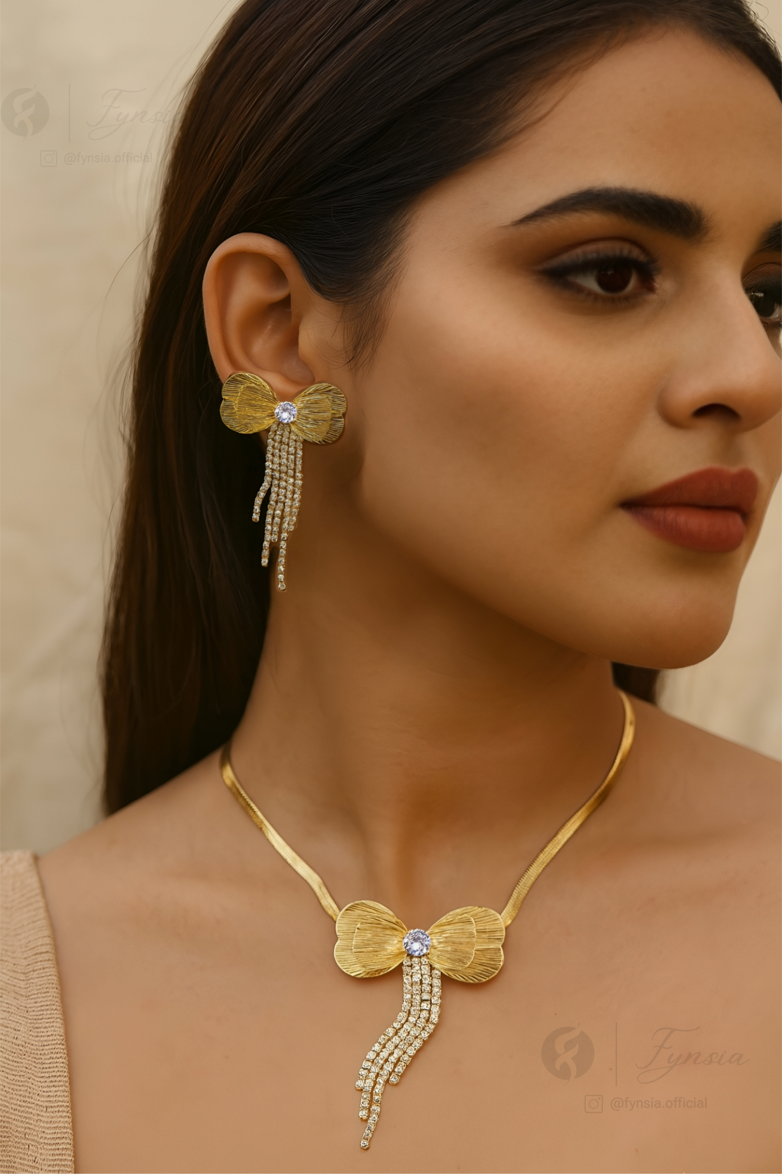 Ritika Floral 18k Gold Tone Necklace Set | Fynsia