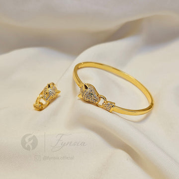 Sara Golden Kada Ring – Stainless Steel Bracelet Ring | Fynsia