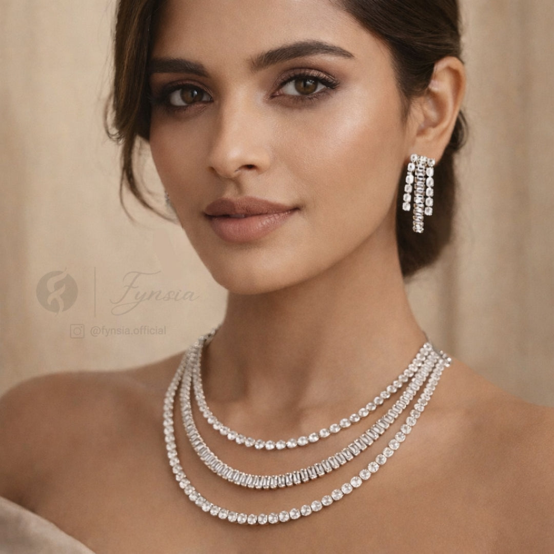 Serella Silver Necklace Set | Fynsia