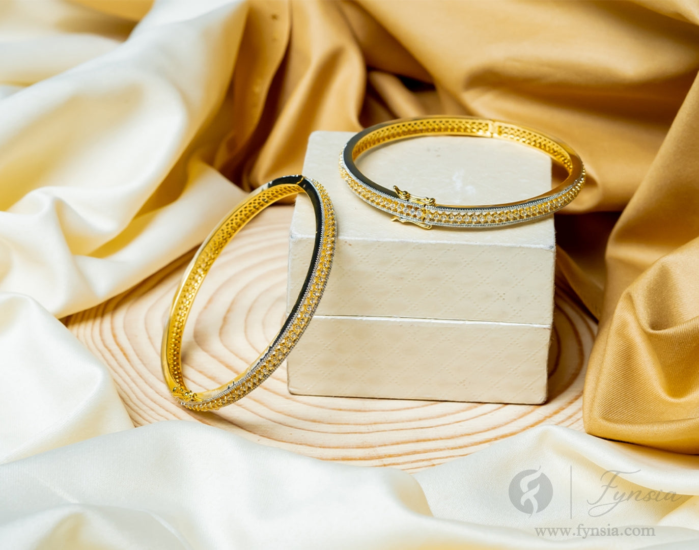 18k Gold Tone Starlet American Diamond Bangles For Girls And Women