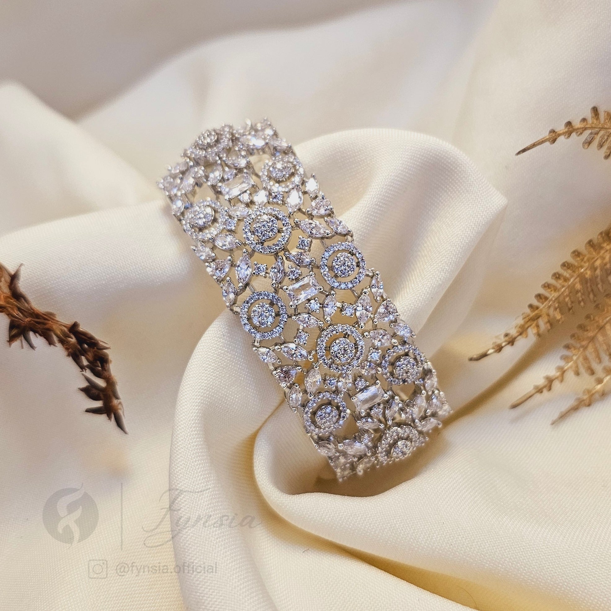 Vogue Diamond Kada – Silver Finish Bracelet | Fynsia