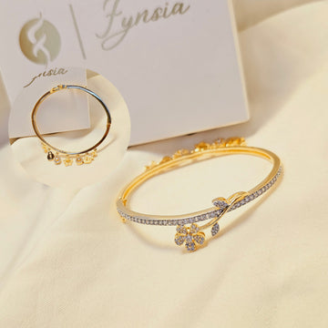 Charm Glow Diamond Kada – Gold Bracelet | Fynsia