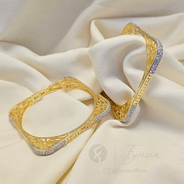 Golden Stylish 2pc Bangles Set For Girls and Women
