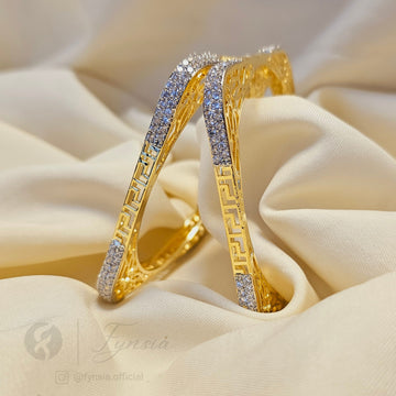 Golden Stylish 2pc Bangles Set For Girls and Women