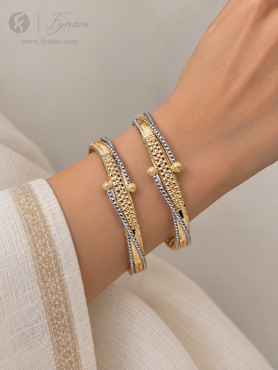 Alina 2 Tone  2pc Bangles | Fynsia