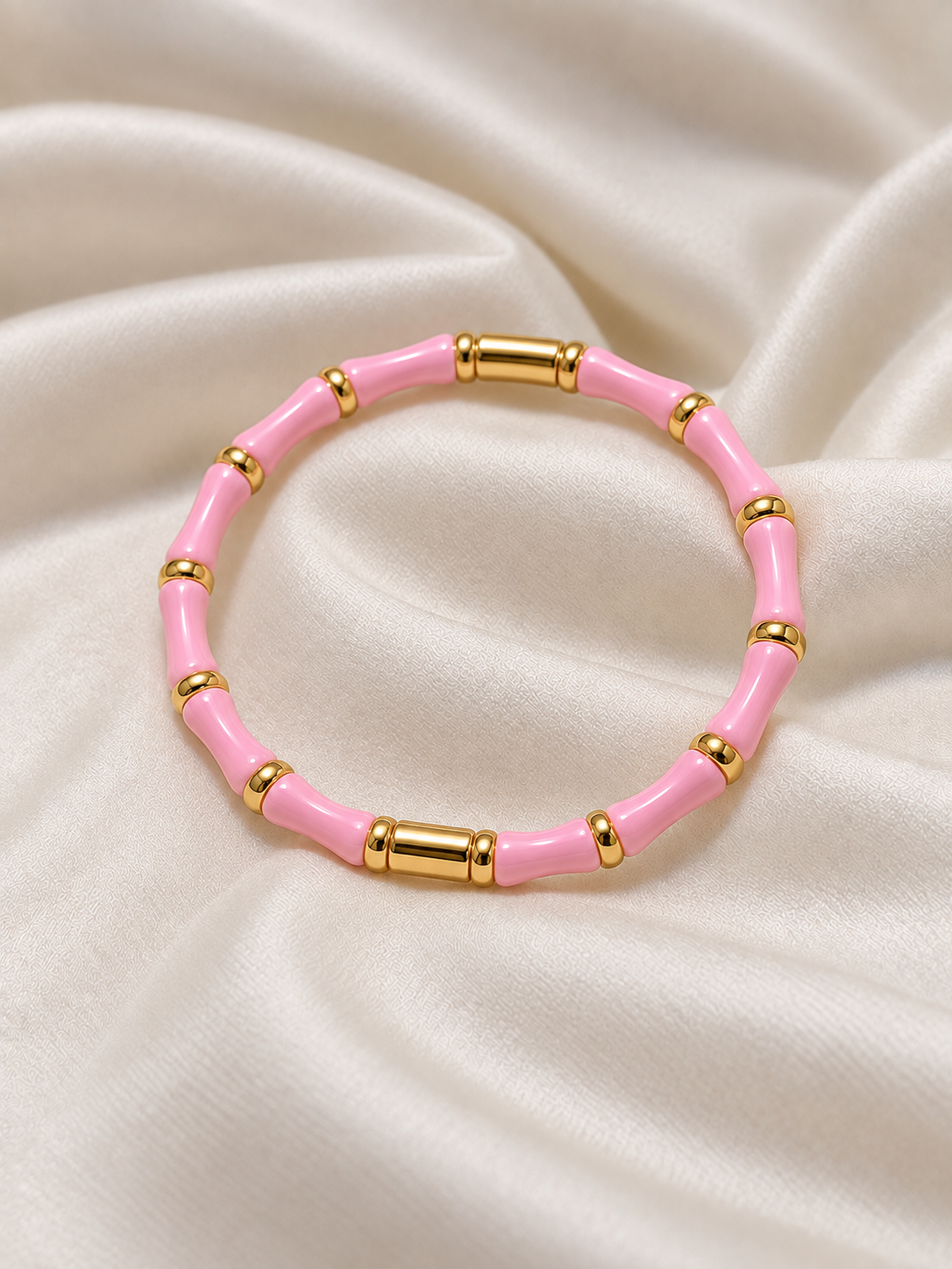 Rida Golden Pink Anti Tarnish  Bamboo Kada – Stainless Steel Bracelet | Fynsia