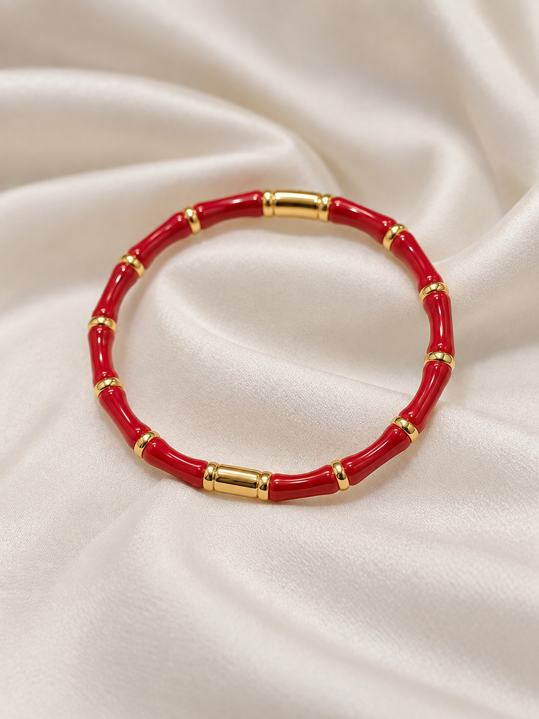 Adaa Golden Red Anti Tarnish Kada – Stainless Steel Bracelet | Fynsia