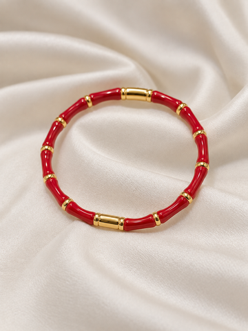 Adaa Golden Red Anti Tarnish Kada – Stainless Steel Bracelet | Fynsia