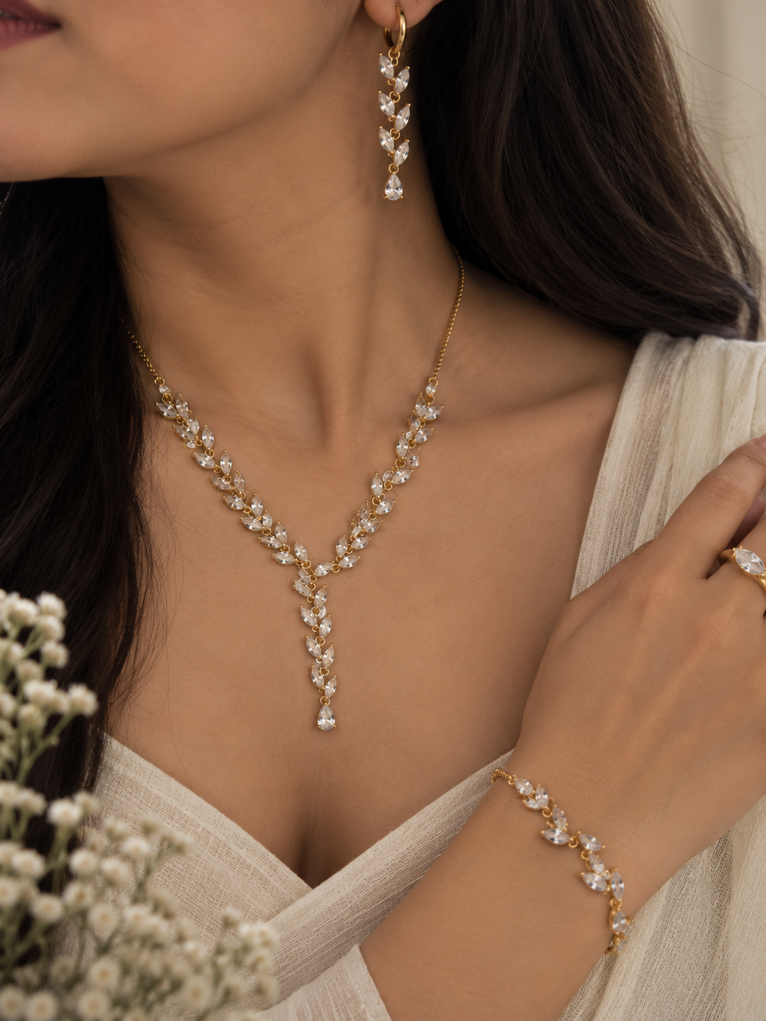 Mahika Stainless Steel Combo | Necklace - Bracelet - Studs -  Ring | Anti Tarnish Jewelry | Fynsia