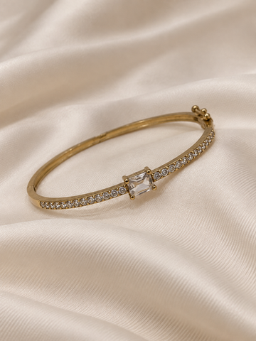 Minal Crystal Diamond Kada - Antique Gold Bracelet | Fynsia