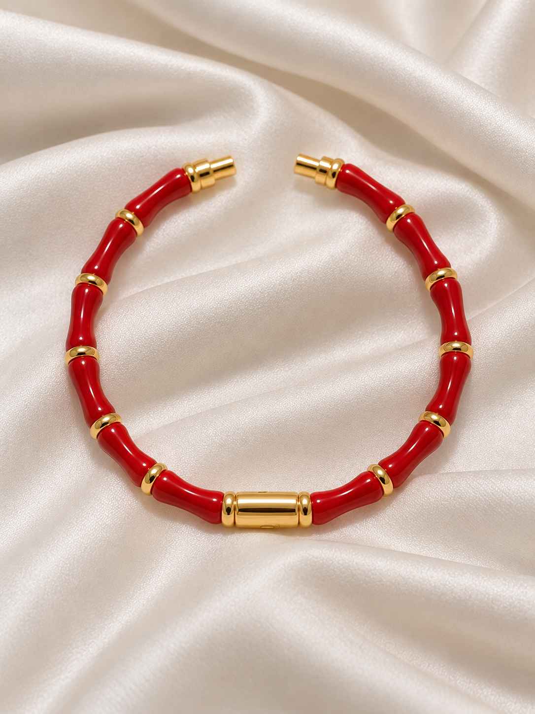 Adaa Golden Red Anti Tarnish Kada – Stainless Steel Bracelet | Fynsia