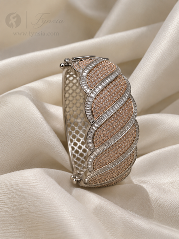 Zareen Diamond Kada – Black Rosegold Finish Bracelet | Fynsia