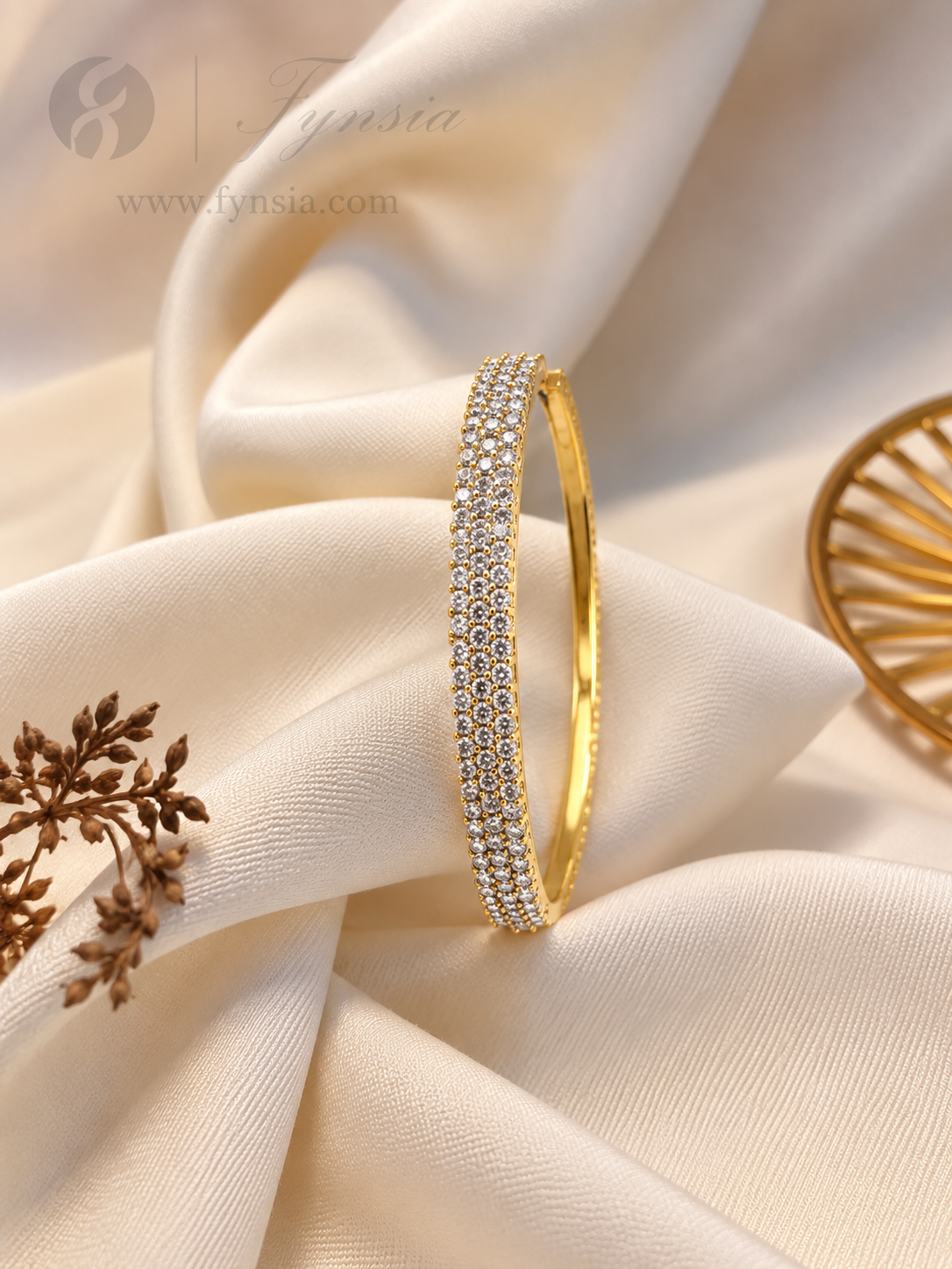 Raina Diamond Kada – Gold Bracelet | Fynsia