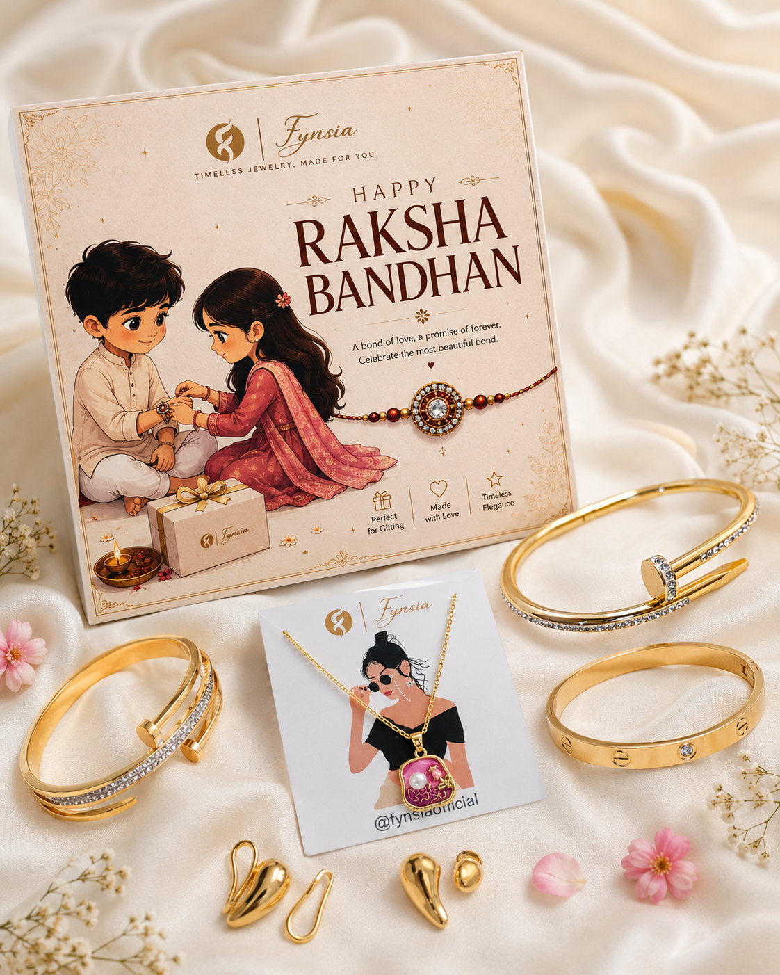Raksha Bandhan 6pc Combo - Anti Tarnish Jewelry | Fynsia