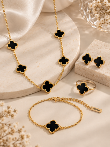 Midnight Clover Stainless Steel Combo | Necklace - Bracelet - Studs -  Ring | Anti Tarnish Jewelry | Fynsia