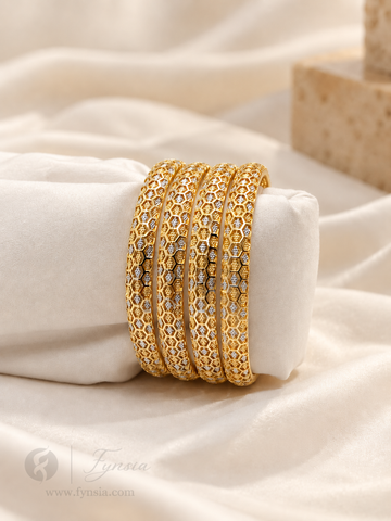 Garima Golden 2 Tone 4pc Bangles | Occasional Wear bangles | Fynsia