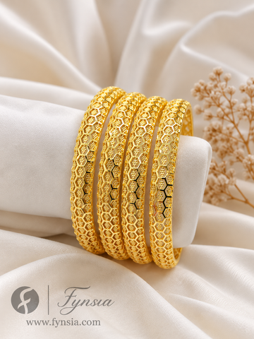 Moiza Golden 4pc Bangles | Occasional Wear bangles | Fynsia