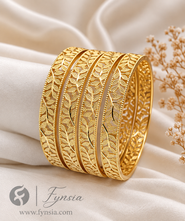 Nasrin Golden 4pc Bangles | Occasional Wear bangles | Fynsia