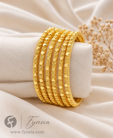 Labika Golden 6pc Bangles | Occasional Wear bangles | Fynsia