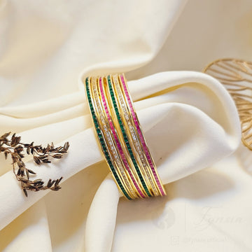Golden Tiranga 6pc Bangles Set For Girls and Women
