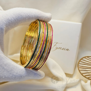 Golden Tiranga 6pc Bangles Set For Girls and Women