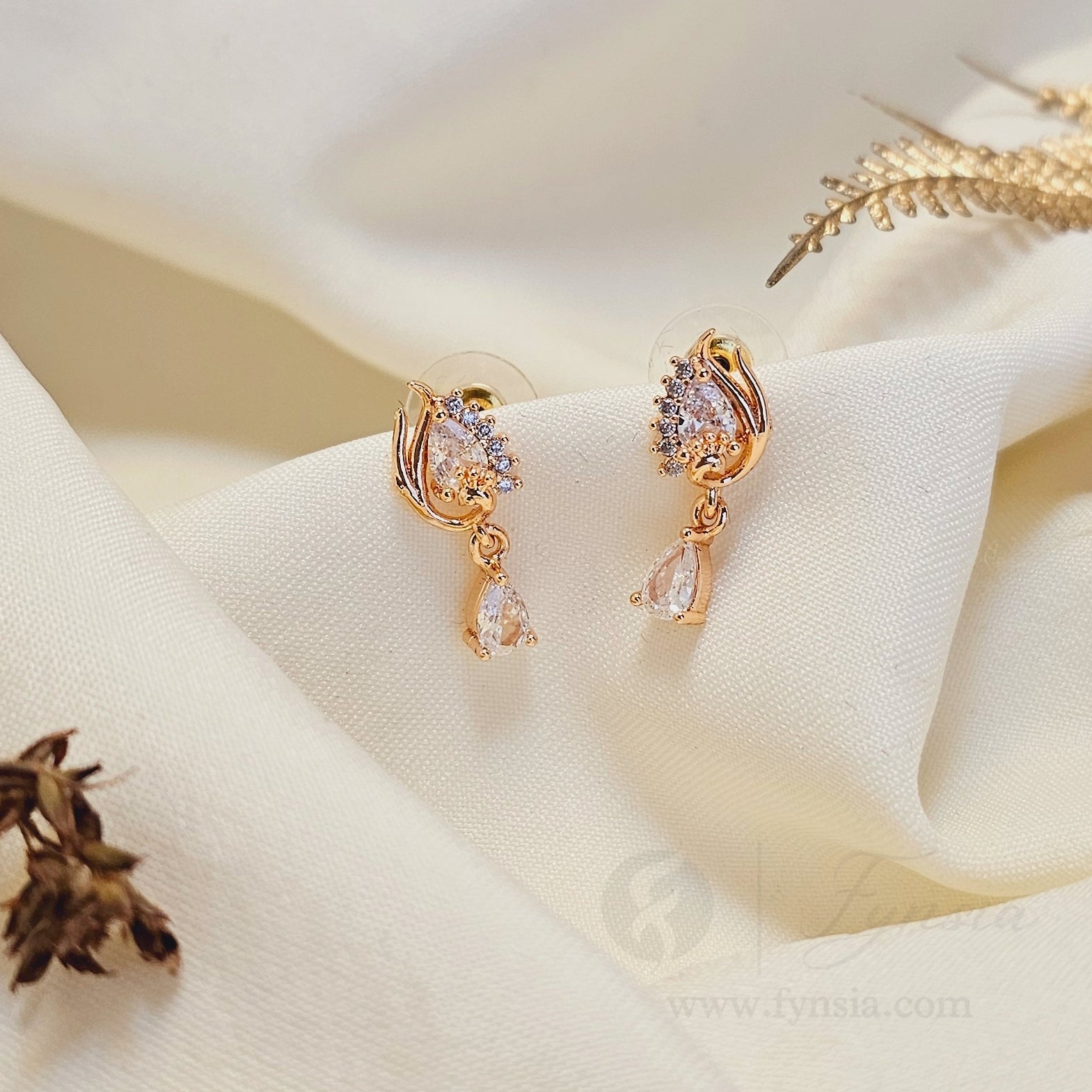Bezo Premium Zirconia Earring Studs | Anti-Tarnish - Daily Wear |  Fynsia