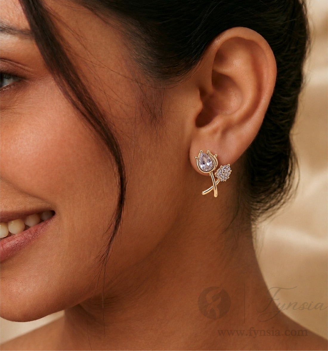 Kelly Premium Zirconia Earring Studs | Anti-Tarnish - Daily Wear |  Fynsia