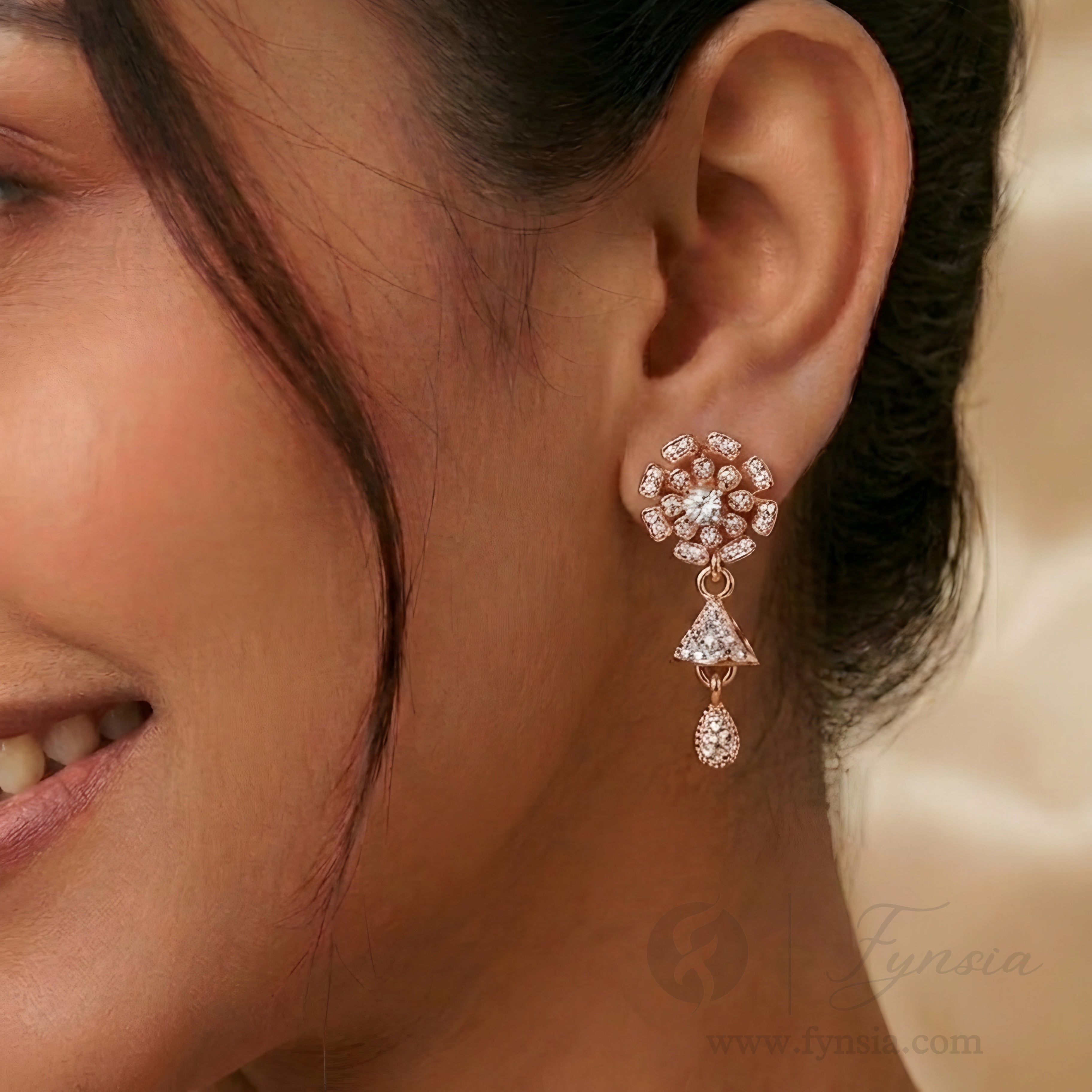Michelle Premium Zirconia Earring Studs | Anti-Tarnish - Daily Wear |  Fynsia