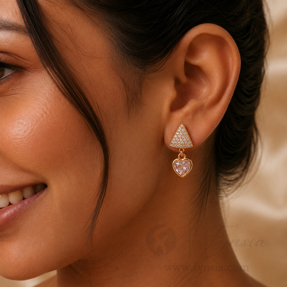 Sadaf Premium Zirconia Earring Studs | Anti-Tarnish - Daily Wear |  Fynsia