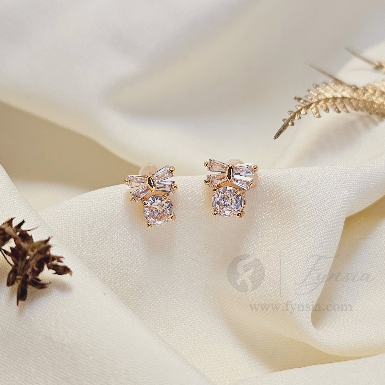 Meher Premium Zirconia Earring Studs | Anti-Tarnish - Daily Wear |  Fynsia