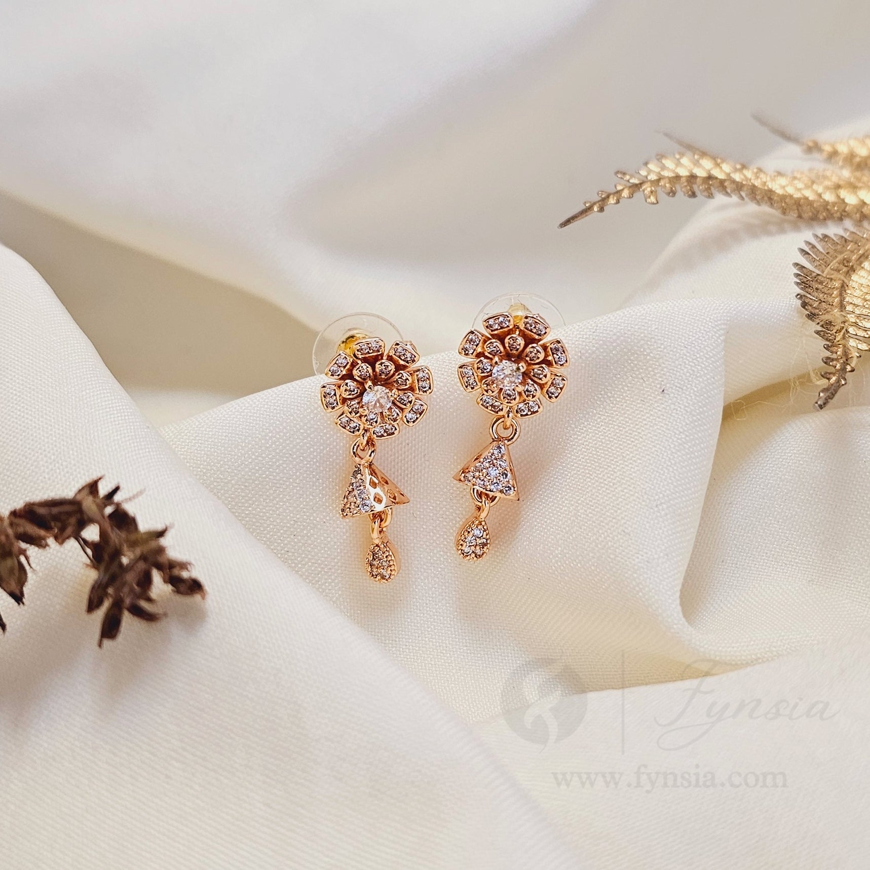Michelle Premium Zirconia Earring Studs | Anti-Tarnish - Daily Wear |  Fynsia