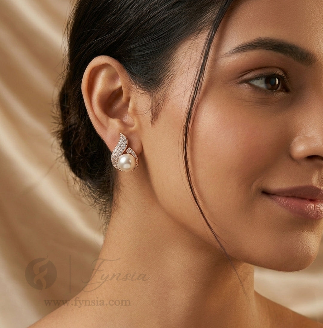 Aayat Premium Zirconia Earring Studs | Anti-Tarnish - Daily Wear |  Fynsia